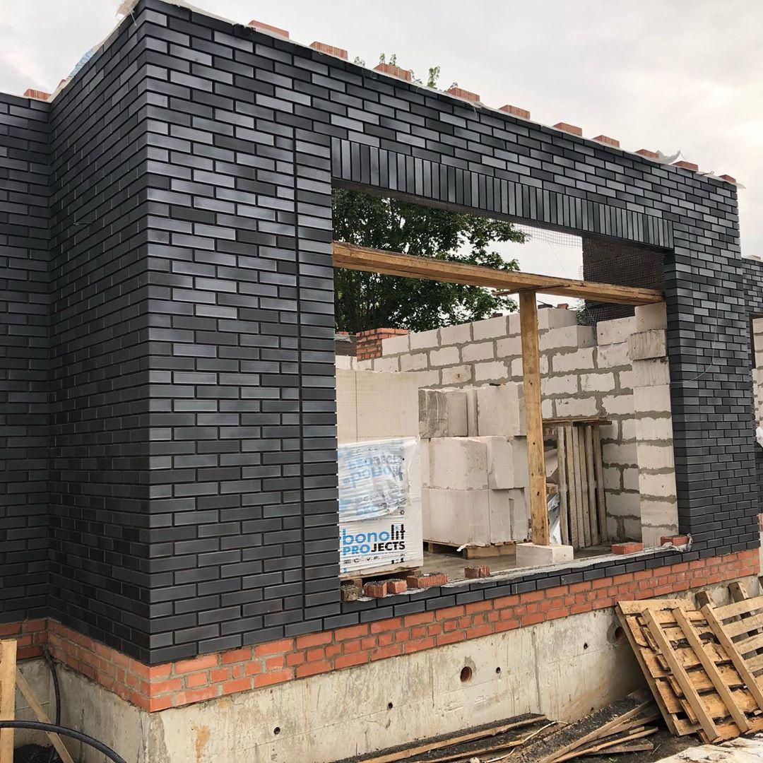 Кирпич Российский Облицовочный, Черный Сплошной, 1NF, Recke